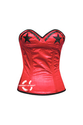 Red Satin With Black Star Overbust Gothic Costume Bustier Corset